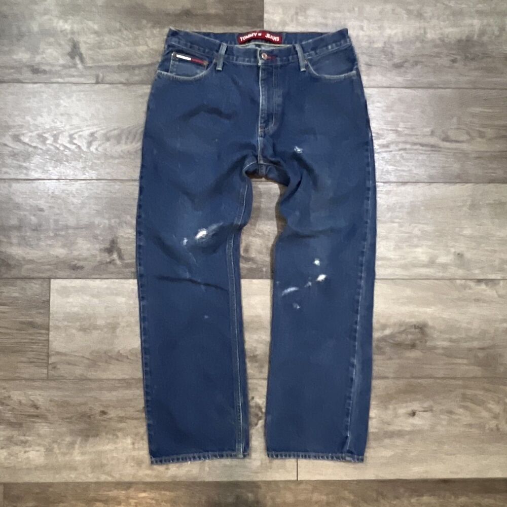 Vintage 90s Tommy Jeans Straight Leg Blue Denim USA Baggy Jeans - Men's 33x30